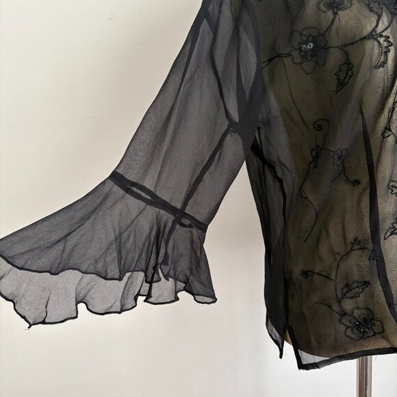 Sunny Leigh Black Silk Blouse M - Picture 3 of 5